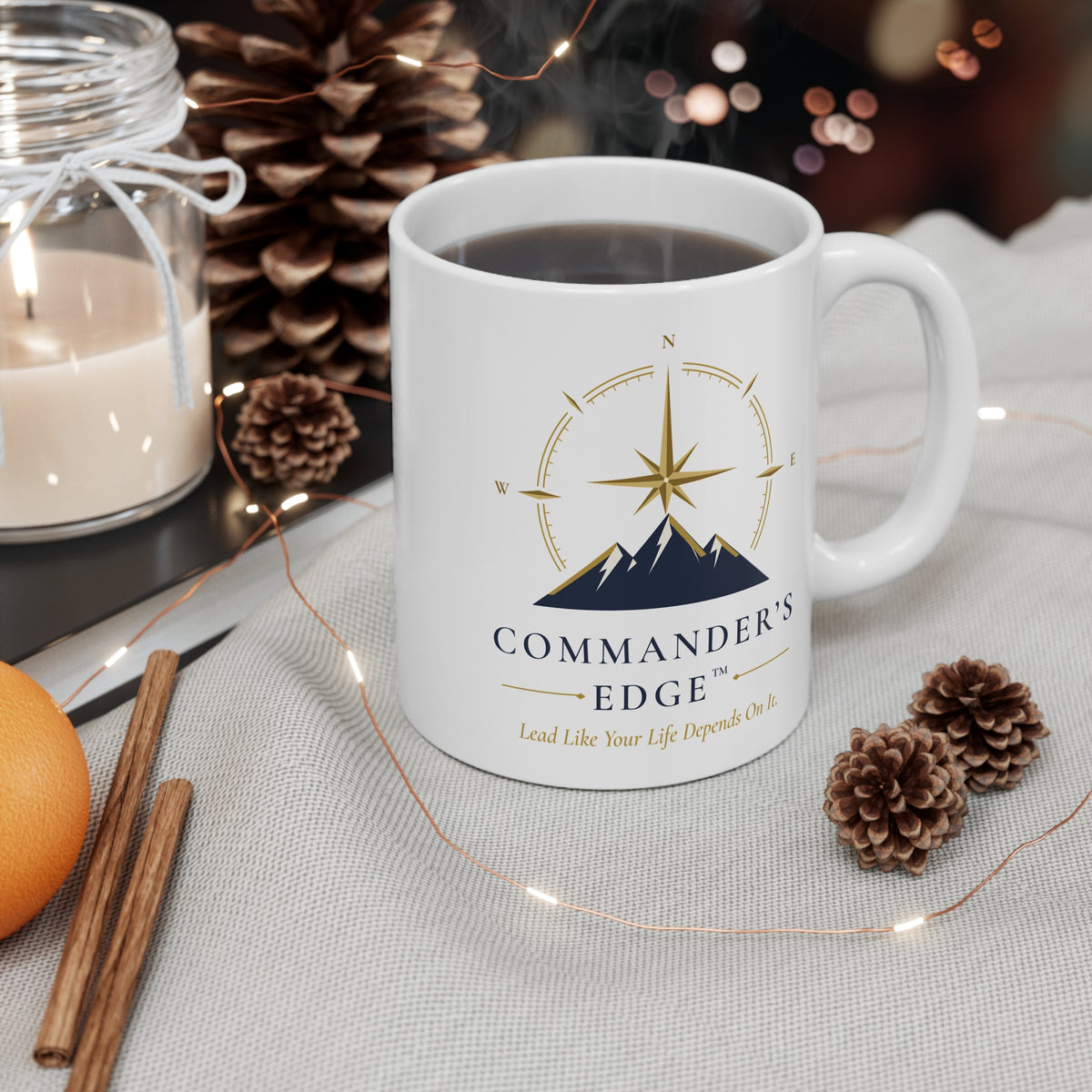 Commander's Edge Coffee Mug | 11 oz White Ceramic