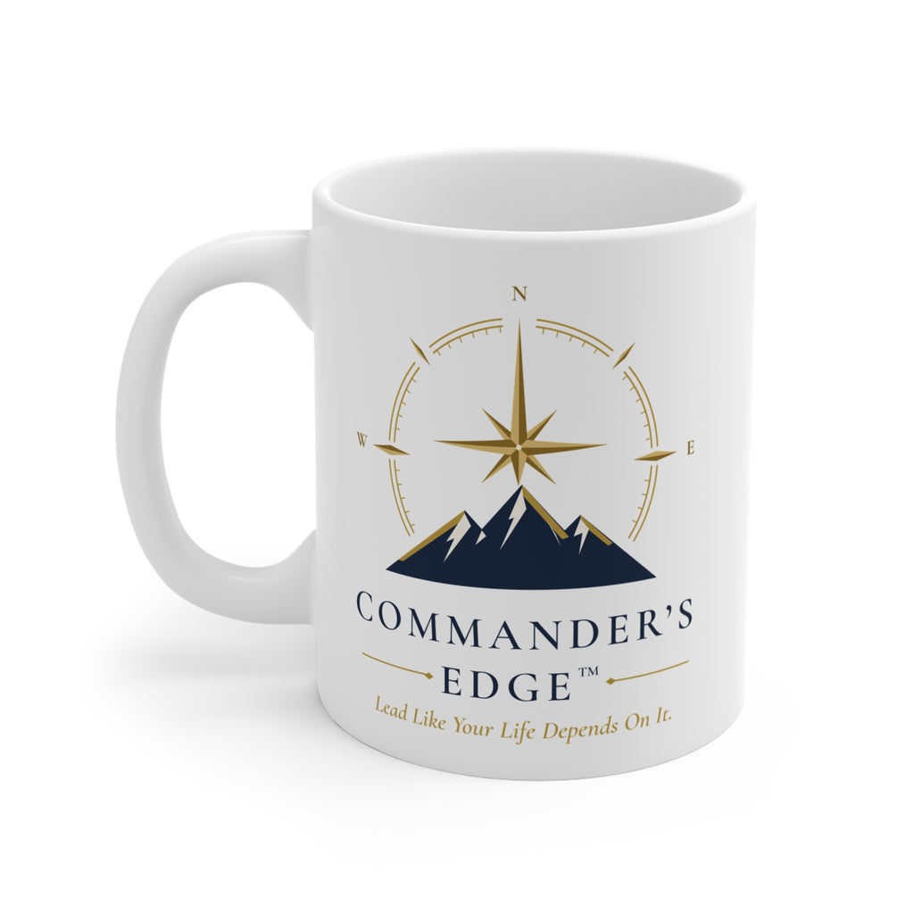 Commander's Edge Coffee Mug | 11 oz White Ceramic